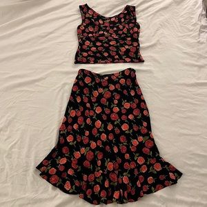Vintage 90s Betsey Johnson Two Piece Roses Set